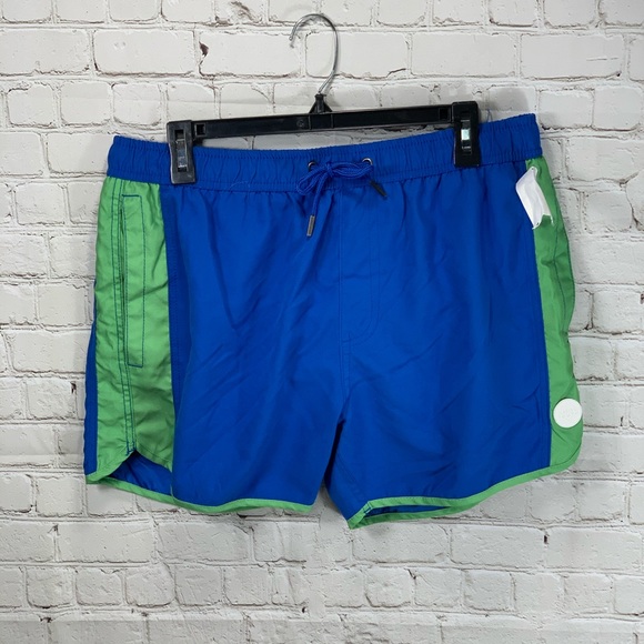 NWOT Native Youth Royal Blue / Green Swim Trunks - Picture 2 of 7
